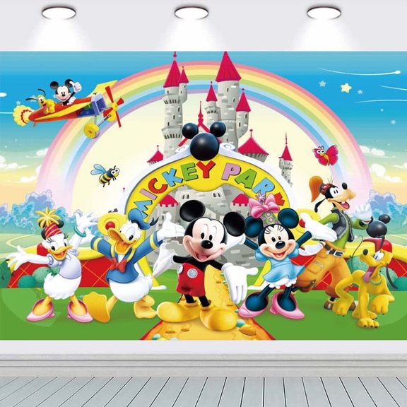 Mouse Birthday Banner Backdrop Background Taspestry Post Wall Decor Party Supplies