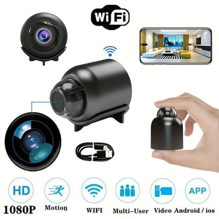 Smart 1080P Mini Security Camera with Motion Alert, USB Powered Self-Adhesive for Home Office, App Controlled Indoor Surveillance