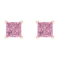 thumbnail image 3 of Clara Pucci 0.5Ct Pink Princess Cut VVS1 Screw Back Stud 18k Solid hypoallergenic Gold Designer Earrings For April, 3 of 7
