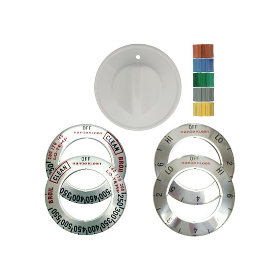 Range Kleen Single Replacement Knob Kit, White, 10 Pieces