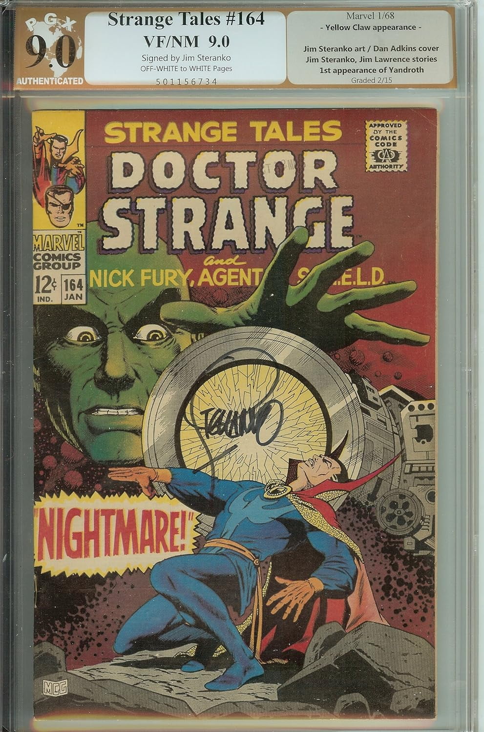 Strange Tales #164 Signed Jim Steranko PGX 9.0