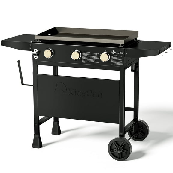 KingChii 3-Burner 27" Propane Griddles Outdoor Flat Top Gas Grill Griddle for Camping, Tailgating, BBQ, Parties, Backyard & Patio