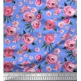 thumbnail image 1 of Soimoi Blue Moss Georgette Fabric Leaves & Ranunculus Floral Decor Fabric Printed Yard 44 Inch Wide, 1 of 3