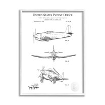 Stupell Industries Intricate Airplane Diagram Graphic Art White Framed Art Print Wall Art, Design by Karl Hronek