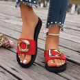 thumbnail image 2 of Rokment Women's Metallic Silver Buckles Platform Memory Foam Slippers for Indoor Outdoor Fashion Casual Cloud Comfortable Arch Support Walking Slip on Slides Beach Sandals Red Size 6, 2 of 7