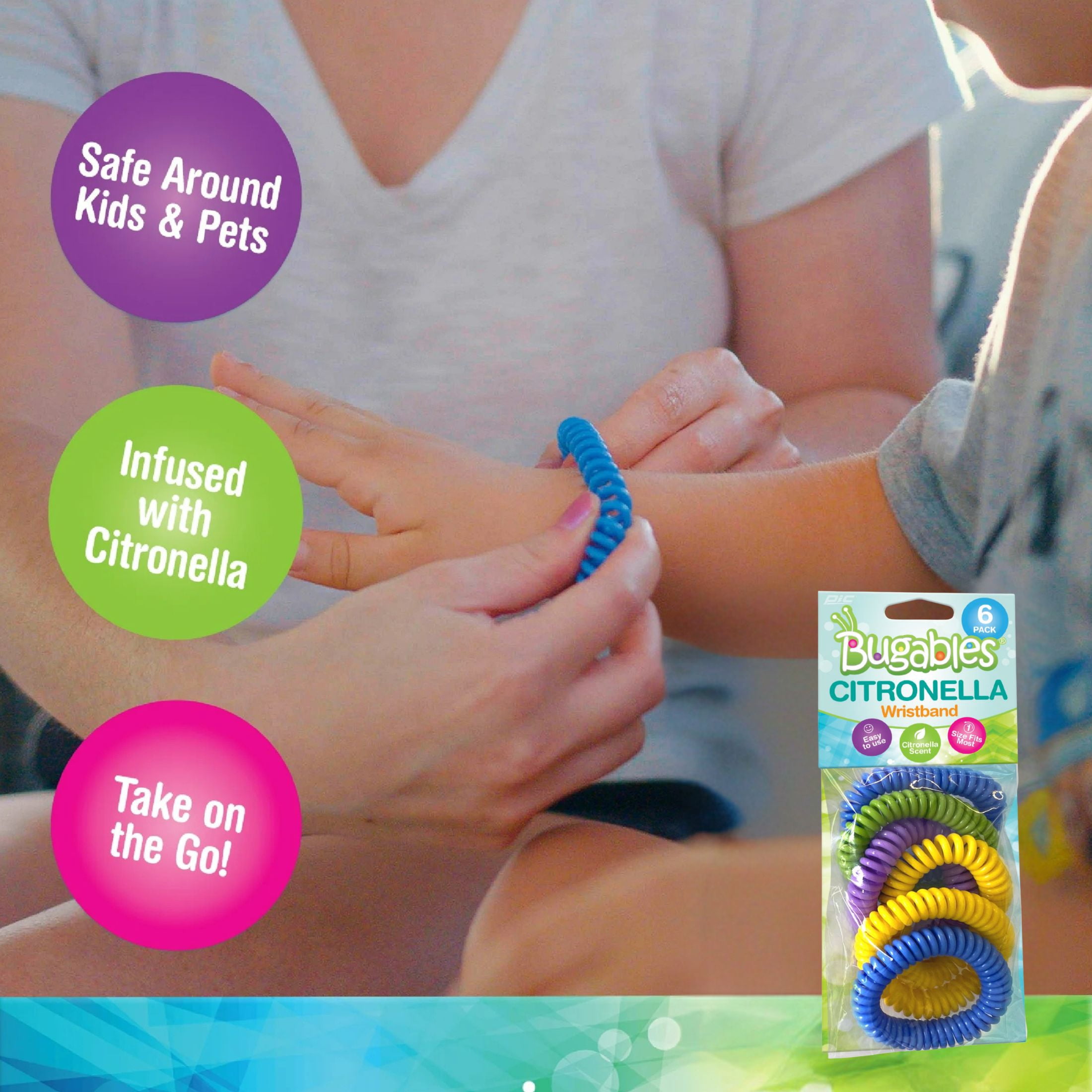 Pic Corporation Bugables Citronella Coil Wristbands - Insect & Pest Repellent, Multicolor, 6-Pack