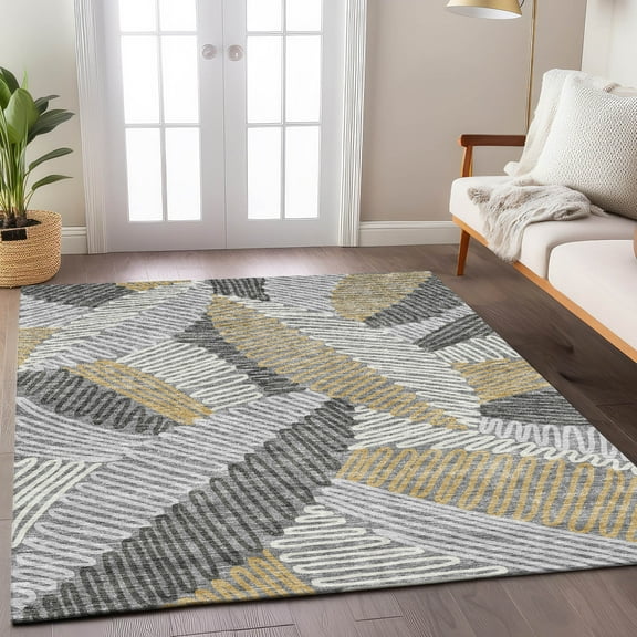 Addison Rugs Chantille Indoor/Outdoor Transitional Floral Gray Washable Rectangle Rug, 9' x 12'