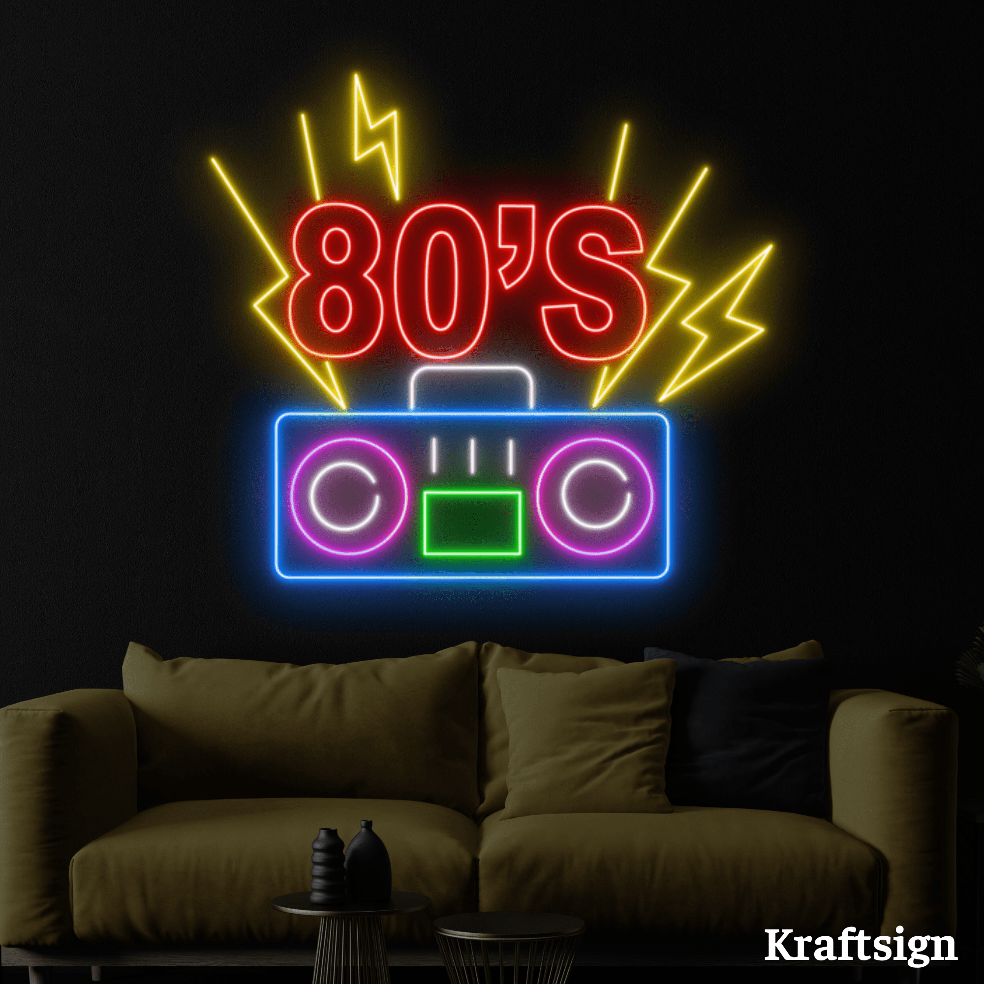 Craftnamesign 80's Neon Sign, Party LED Sign, Bar Club 80's Style