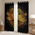 thumbnail image 2 of Homewish Black Gold Dragonfly Blackout Curtains Set of 2 (52x84 Each), Hippie Western Damask Window Curtains, Vintage Mandala Style Curtains and Drapes, Curtains Blackout Home Decor, 2 of 6