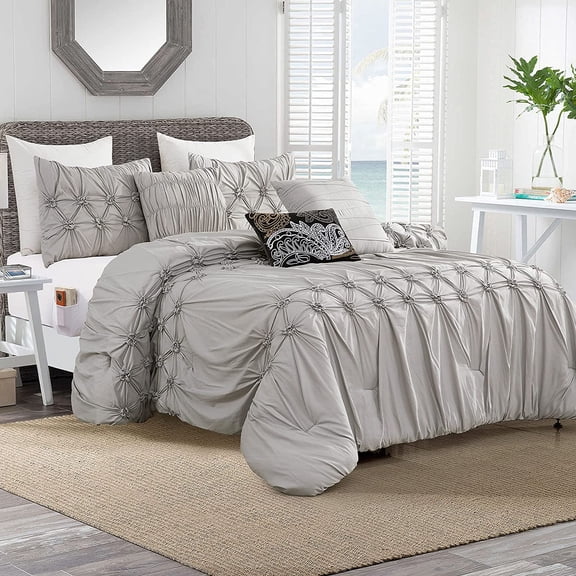 Elegant Comfort 12-Piece Bed-in-a-Bag, Ella Microsuede Comforter Collection with 6-Piece Sheet Set, Smart Pockets and Decorative Pillows, All Season Bedding, King/California King, Silver