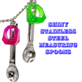 thumbnail image 4 of 1082 Small Rattle Ringy Ringer - Handcrafted bird cage toy with stainless steel spoons and acrylic rings, 4 of 5