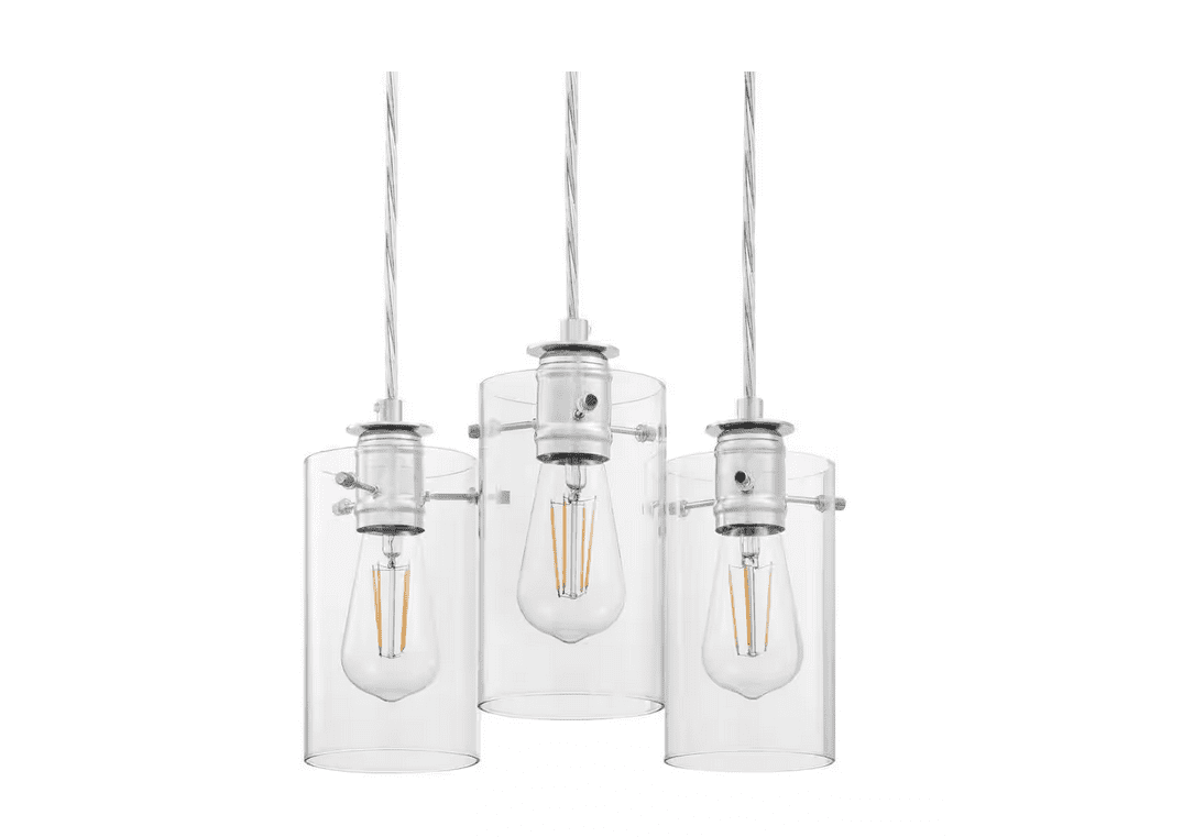 Regan 3Light Chrome Pendant Hanging Light with Clear Glass Shades