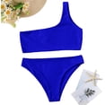thumbnail image 3 of Women's Sexy Bathing Suits One Shoulder Tie Knot Front Bikini Swimsuit, 3 of 5