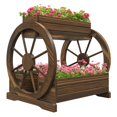 thumbnail image 1 of Outsunny Wooden Wagon Planter Box, 2-Tier Raised Garden Bed, Carbonized, 1 of 10
