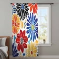 thumbnail image 4 of Ethnic Spring Floral Sheer Curtains 45 Inches Long, Summer Colorful Botanical Light Filering Curtains, Breathable Simi Curtain Privacy Drapes for Kitchen Bathroom Lightweight Small Window Treatment, 4 of 9
