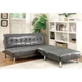 thumbnail image 5 of Bastina Faux Leather Tufted Convertible Futon Sofa, Gray, 5 of 6