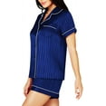 thumbnail image 1 of Womens Silk Satin Pajamas Set Sleepwear Loungewear,Classic Navy Blue, 1 of 5