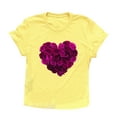 thumbnail image 2 of Women Valentines Day Rose Love Print Short Sleeve T-shirts Novelty Graphic Tops Yellow, 2 of 5