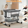 thumbnail image 4 of Vomeast Baby Bassinet Bedside Sleeper with Wheels, Adjustable Height, Storage Basket, Mosquito Net for Newborns Infants, Dark Gray, 4 of 10