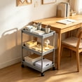 thumbnail image 2 of Storage Rolling Cart, 3 Tier Laundry Room Organization Utility Cart Bathroom Organizer Mobile Shelving Unit Shelves Multi-Functional Trolley, Gray, 2 of 6