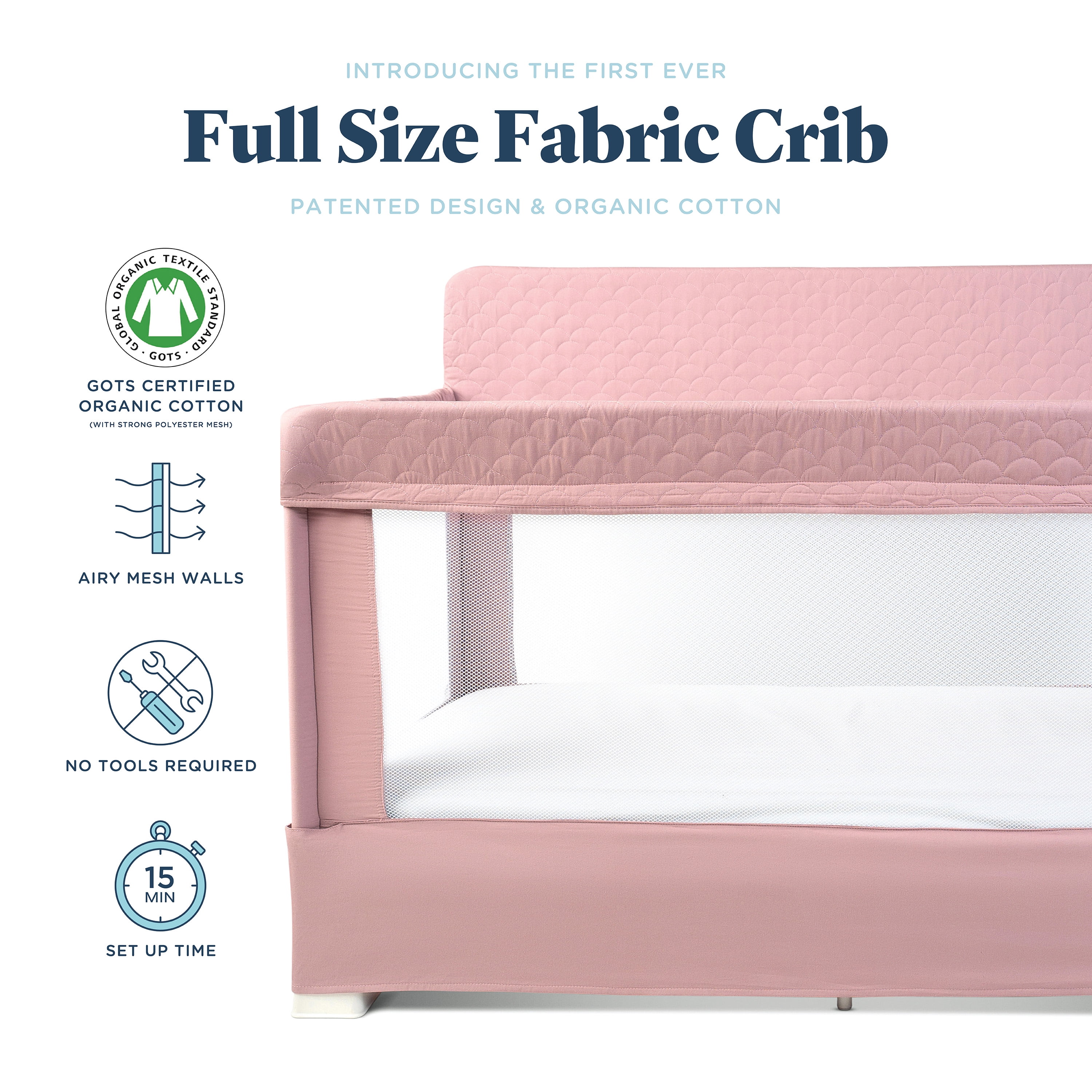 Baby Delight Lunaire Full Size Mesh Infant Infant Crib & Playard, Organic Rose