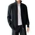 thumbnail image 2 of JTieacloth Mens Cardigan Sweater Outwear Mens Sweater Solid Color Stand Collar Casual Simple Jacket Top(Black), 2 of 6