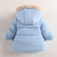 thumbnail image 5 of Girls' Cotton Down Coat Winter Thick Warm Faux-fur Trim Hooded Jacket with Pocket Windproof Full-zip Windbreaker (4 Years, Blue), 5 of 7