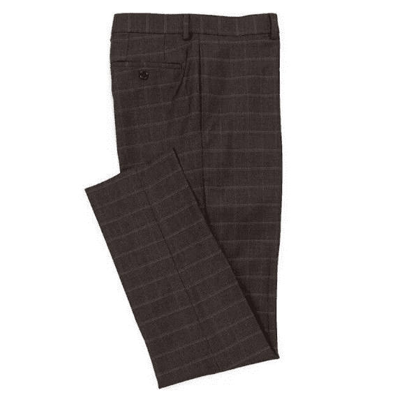 Ralph Lauren Men Slim Fit, Flat Front, Comfort Flex, Plaid Brown Pants 38X30