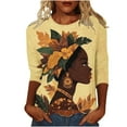 thumbnail image 2 of Hipattires 3/4 Sleeve Shirts for Women Crew Neck Pullover Blouse Holiday Dressy Fashion Womens Tops Winter, 2 of 5