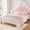 Light Pink: Full, variant on White Queen Size Velvet Platform Bed with Seashell Headboard, Adjustable LED Lighting, Under Bed Storage, Noise Free, No Box Spring, Easy Assembly