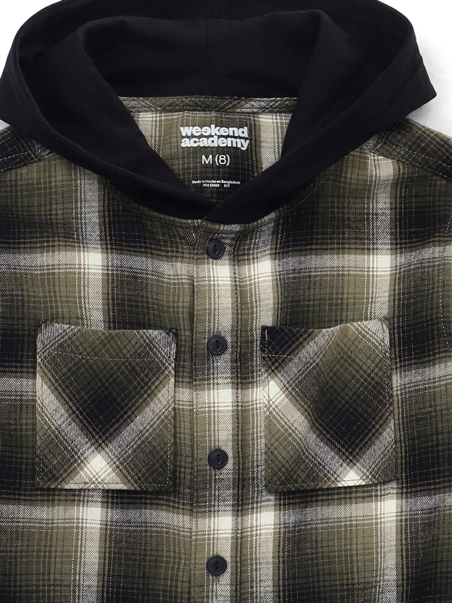 Weekend Academy Boys Hooded Flannel Shacket, Sizes 4-18