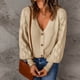 thumbnail image 2 of Gibobby Sueter para mujer Suéter de punto de manga larga para mujer cárdigan abierto con botones ropa exterior suelta(Beige,CH), 2 of 5