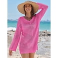 thumbnail image 3 of Traje de baño ANRABESS, cuello en V, cuello en V, tejido de malla, rosa intenso, 3 of 6