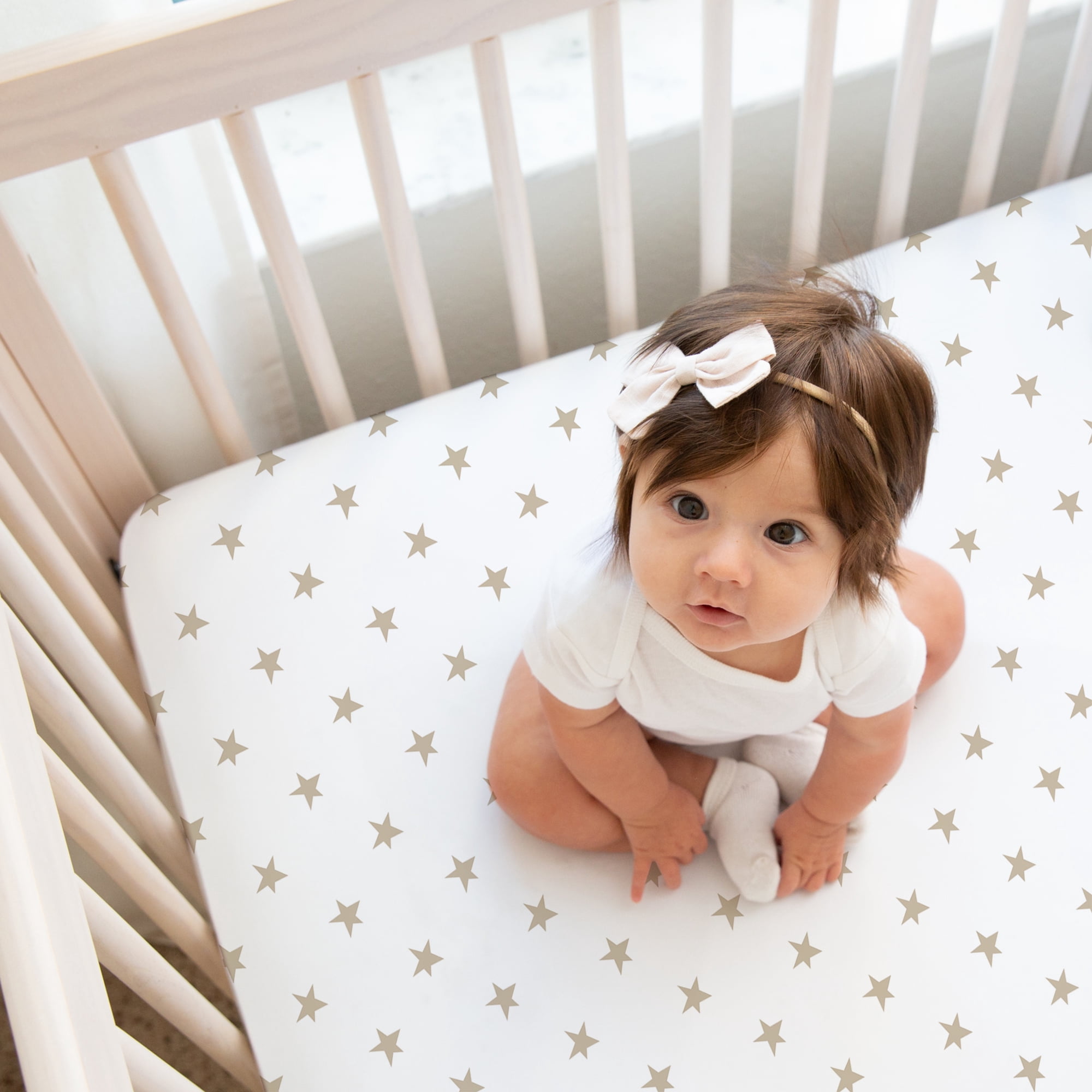 Sweet Jojo Designs Celestial Blush Pink Gold White Fitted Crib Sheets 2 Piece Set