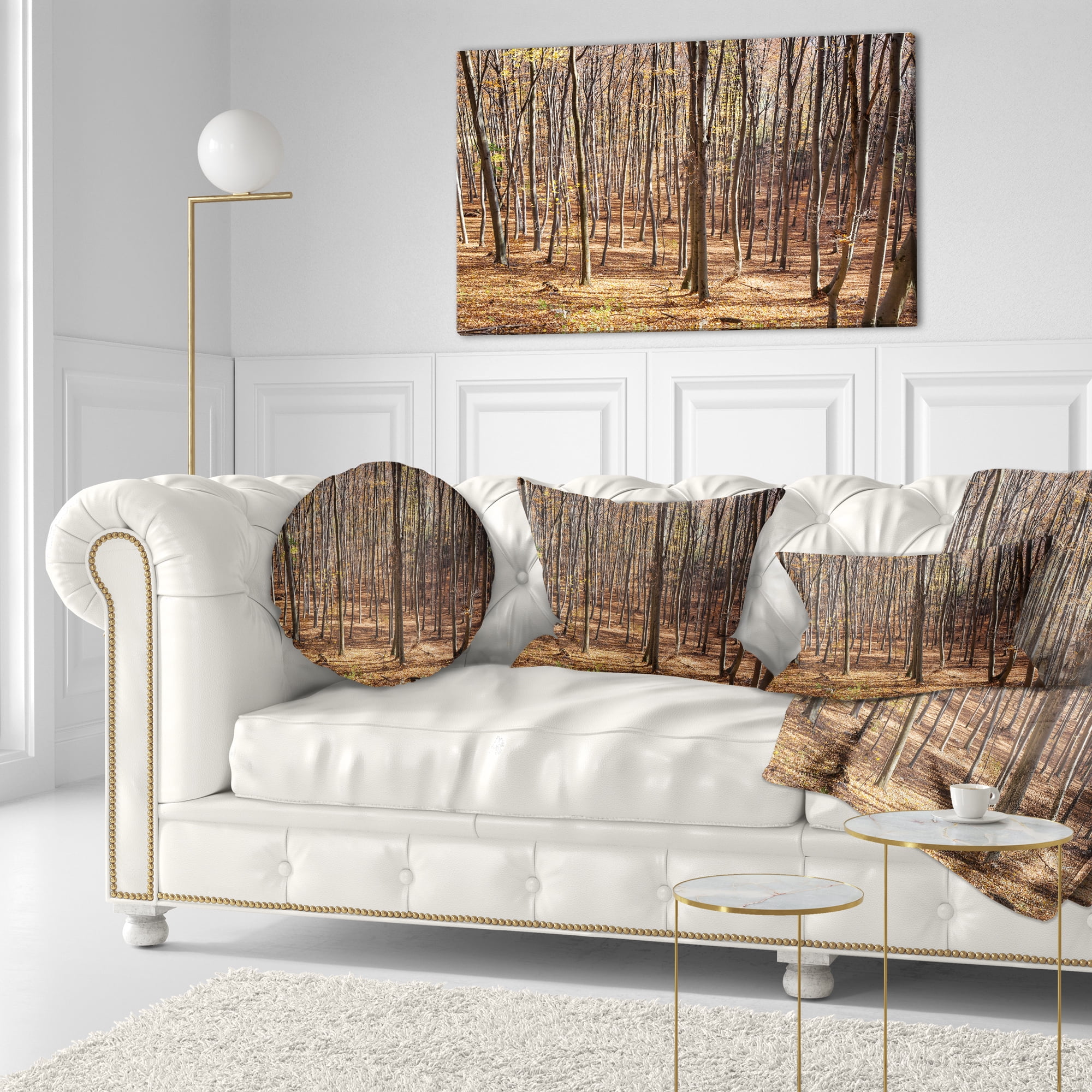 Designart Thick Carpathian Deciduous Forest - Forest Throw Pillow - 12x20