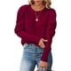 thumbnail image 1 of Suéter de punto con cuello redondo para mujer, suéter de Jacquard con manga de cordero y cuello redondo para otoño e invierno, rojo vino XXL, 1 of 6