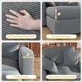 thumbnail image 4 of Techmilly 42" Oversized Chaise Lounge Chair Indoor, Corduroy Upholstered Cloud Sofa Bed with Throw Pillows and Armrests, Comfy Leisure Plush Chair Bed, Sleeper Sofa Couch Bed for Living Room, Grey, 4 of 9