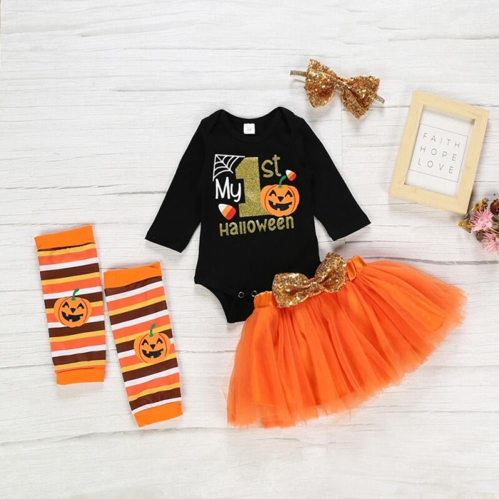 Details about   Newborn Baby Girls Romper Halloween Outfit Cartoon Pumpkin Playsuit Costumes Set 