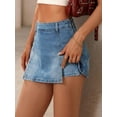 thumbnail image 4 of EMMIOL Women's Mid-Low Waisted Stretch Denim Mini Skort Y2K Casual Jean Skirt with Built-in Shorts, 4 of 7
