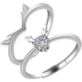 thumbnail image 1 of par de anillos de pareja con astas, anillos de apertura ajustable, regalo de San Valentín, 1 of 6