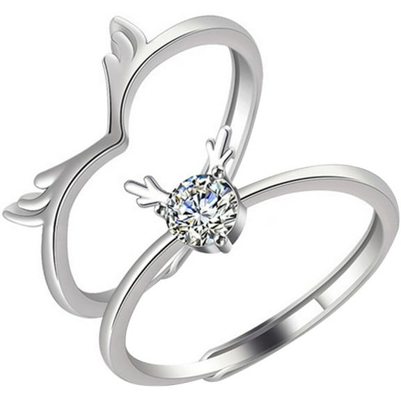 HONITANO Adjustable Couple Rings for Wedding Decorative Copper Silver 1 Pair