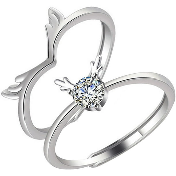 1 par de anillos de pareja con astas, anillos de apertura ajustable, regalo de San Valentín