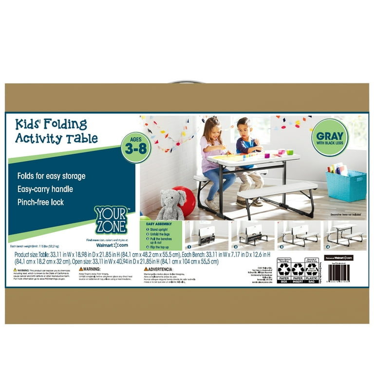 Free Shipping! Your Zone Folding Kid's Picnic Activity Table with