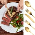 thumbnail image 5 of Jetcloudlive 20 Piece Gold Silverware Set Service for 4, Stainless Steel Flatware Set, Mirror Polished Cutlery Set, Flower Pattern Forks and Spoons Set with Knives, Dishwasher Safe, 5 of 9