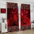 thumbnail image 3 of Red Rose Curtains, Romantic Valentines Rose Window Treatments Rose of Love Heart Blackout Drapes for Bedroom Kitchen Living Room Woman Home Decor W42xL63in, 3 of 6
