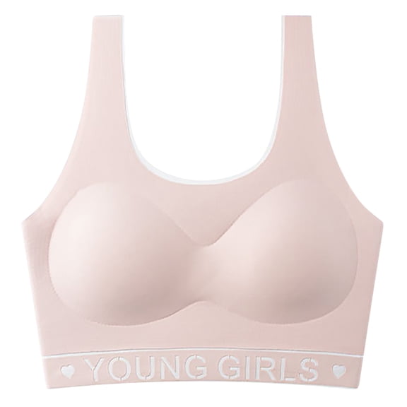 OGLCCG Training Bras for Girls Teen Stretch Seamless Sports Bras with Removable Padding No Show Cotton Cami Wireless Bras 8-15 Years