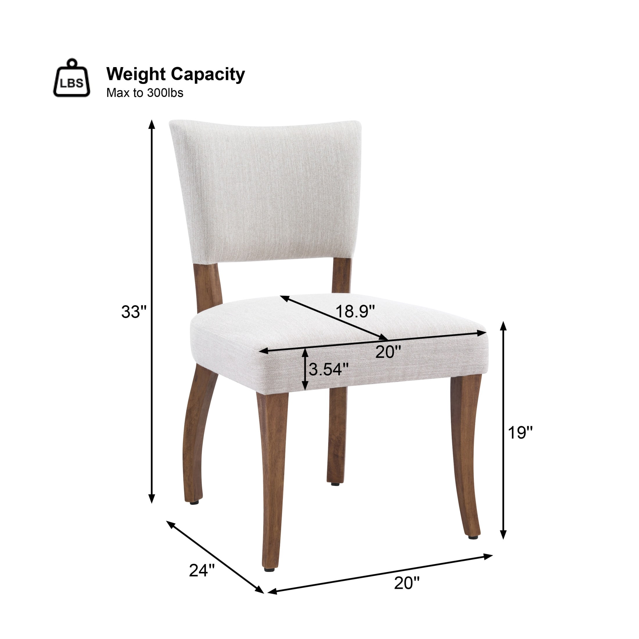 Christopher Knight Home Mid-Century Upholstered Wood Armless Dining Chairs, Beige+Walnut, Set of 2