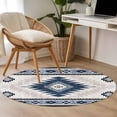 thumbnail image 5 of Blue Beige Boho Round Rug 3.3ft Area Rug Washable Soft Non-Slip 3.3' Circle Low Pile Rugs Vintage Ethnic Tribal Southwestern Carpet for Bedroom Living Room Entryway Home Office Dining Room, 5 of 9
