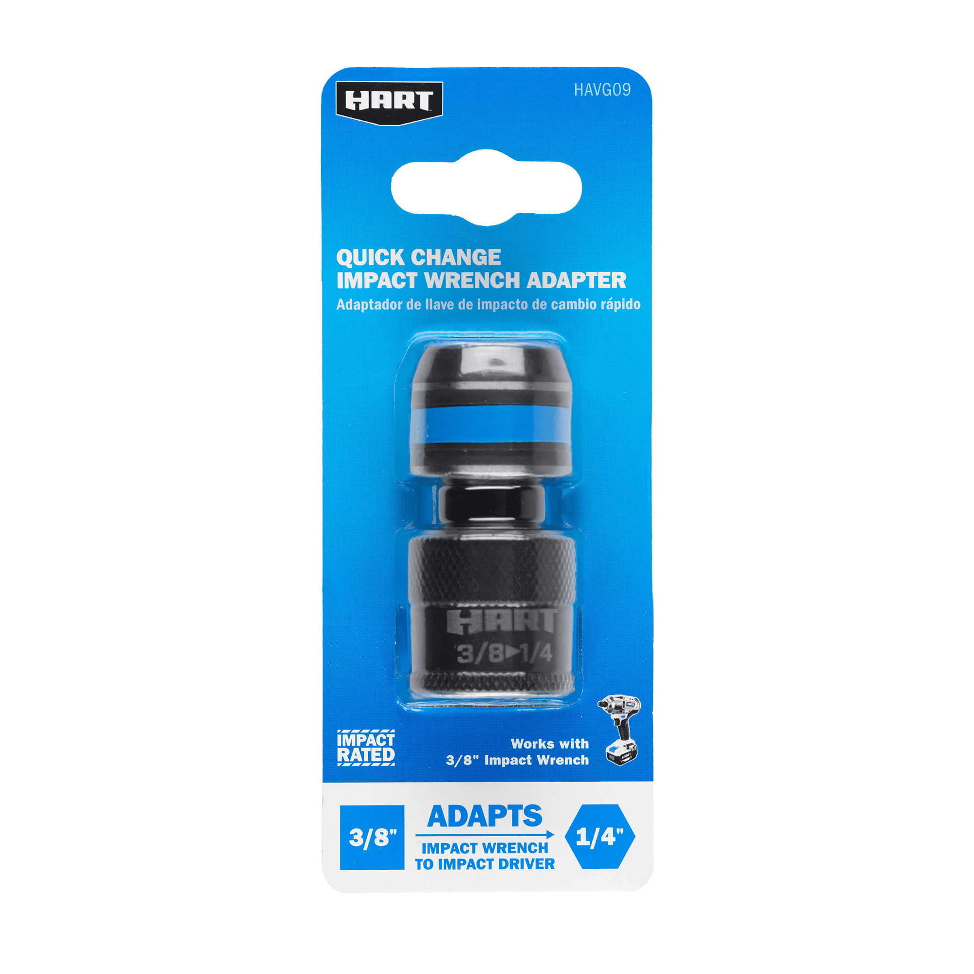 HART 3/8-inch Drive to 1/4-inch Drive Quick Release Interchangeable Impact Adapter