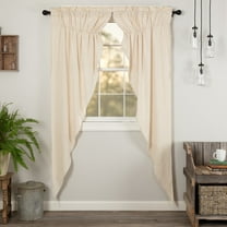 VHC Brands Simple Life Flax Natural Country Farmhouse Window Curtain Prairie Long Panel Set of 2 84x36x18